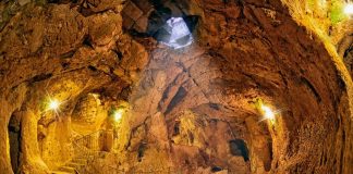 Derinkuyu cave underground city, Cappadocia , Turkey .Travel background